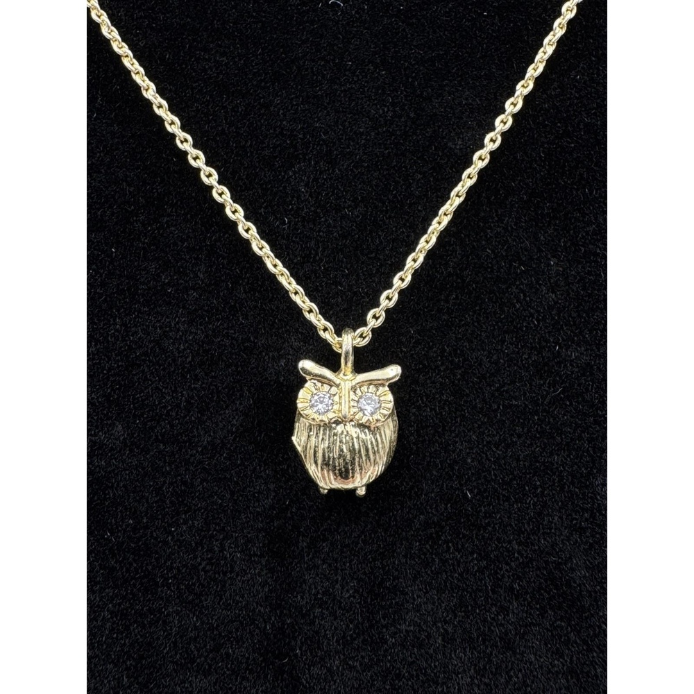 Eliza & Jane Gold Tone Owl Rhinestone Eyes Dainty Stackable Necklace 18
